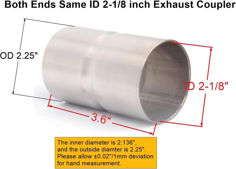 eLifecenter Universal ID 2.125" 2-1/8 Inch Exhaust Coupler Stainless Steel Exhaust Adapter - Image 2